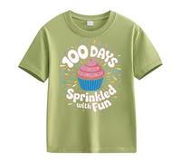 OBiQuzz Girls and Boys Casual Short Sleeved T Shirt 100 Days of School Opening 100 Days Anniversary Personality Loose Short Sleeved Tunika Indisch, AG., 6-7 años