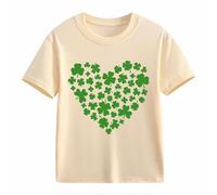 OBiQuzz Girls and Boys Casual Short Sleeved T Shirt St Day Middle and Large Children's Retro Personality 2D Printing Children's Loose Short Sleeved Top Kids Bauchfrei, beige, 6-7 años