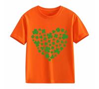 OBiQuzz Girls and Boys Casual Short Sleeved T Shirt St Day Middle and Large Children's Retro Personality 2D Printing Children's Loose Short Sleeved Top Kids Bauchfrei, naranja, 4-5 años