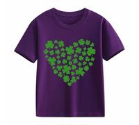 OBiQuzz Girls and Boys Casual Short Sleeved T Shirt St Day Middle and Large Children's Retro Personality 2D Printing Children's Loose Short Sleeved Top Kids Bauchfrei, morado, 4-5 años