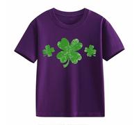 OBiQuzz Girls and Boys Casual Short Sleeved T Shirt St Day Middle and Large Children's Retro Personality 2D Printing Children's Holgado Short Sleeved Jersey para Niñas, morado, 6-7 años