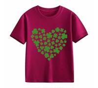 OBiQuzz Girls and Boys Casual Short Sleeved T Shirt St Day Middle and Large Children's Retro Personality 2D Printing Children's Loose Short Sleeved Top Kids Bauchfrei, Vino, 3-4 años