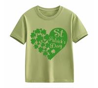 OBiQuzz Girls and Boys Casual Short Sleeved T Shirt St Day Middle and Large Children's Retro Personality 2D Printing Children's Loose Short Sleeved Adolescentes Pulli Bauchfrei, verde, 6-7 años