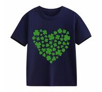 OBiQuzz Girls and Boys Casual Short Sleeved T Shirt St Day Middle and Large Children's Retro Personality 2D Printing Children's Loose Short Sleeved Top Kids Bauchfrei, marine, 8-9 años