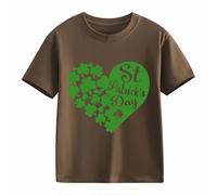 OBiQuzz Girls and Boys Casual Short Sleeved T Shirt St Day Middle and Large Children's Retro Personality 2D Printing Children's Loose Short Sleeved Adolescentes Pulli Bauchfrei, marrón, 6-7 años