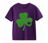 OBiQuzz Girls and Boys Casual Short Sleeved T Shirt St Day Middle and Large Children's Retro Personality 2D Printing Children's Loose Short Sleeved Manga Larga Negro 140, morado, 6-7 años