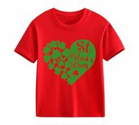 OBiQuzz Girls and Boys Casual Short Sleeved T Shirt St Day Middle and Large Children's Retro Personality 2D Printing Children's Loose Short Sleeved Adolescentes Pulli Bauchfrei, rojo, 6-7 años