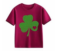 OBiQuzz Girls and Boys Casual Short Sleeved T Shirt St Day Middle and Large Children's Retro Personality 2D Printing Children's Loose Short Sleeved Manga Larga Negro 140, Vino, 4-5 años