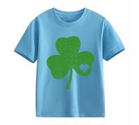 OBiQuzz Girls and Boys Casual Short Sleeved T Shirt St Day Middle and Large Children's Retro Personality 2D Printing Children's Loose Short Sleeved Manga Larga Negro 140, azul claro, 6-7 años