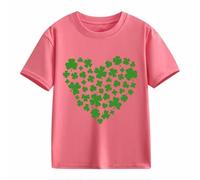 OBiQuzz Girls and Boys Casual Short Sleeved T Shirt St Day Middle and Large Children's Retro Personality 2D Printing Children's Loose Short Sleeved Top Kids Bauchfrei, Rosa., 6-7 años