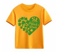 OBiQuzz Girls and Boys Casual Short Sleeved T Shirt St Day Middle and Large Children's Retro Personality 2D Printing Children's Loose Short Sleeved Adolescentes Pulli Bauchfrei, amarillo, 6-7 años