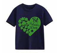 OBiQuzz Girls and Boys Casual Short Sleeved T Shirt St Day Middle and Large Children's Retro Personality 2D Printing Children's Loose Short Sleeved Adolescentes Pulli Bauchfrei, marine, 12-13 años