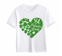 OBiQuzz Girls and Boys Casual Short Sleeved T Shirt St Day Middle and Large Children's Retro Personality 2D Printing Children's Loose Short Sleeved Adolescentes Pulli Bauchfrei, Blanco, 4-5 años