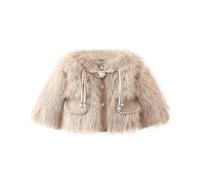 OBiQuzz Girls Cozy Faux Long Sleeve Crew Neck Dress Coat Ropa Mujer Conjunto, caqui, 3-4 años