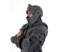 OBiQuzz Jersey con capucha para hombre Knight Masked Hoodies Medieval Vintage Rivet Armor Masked Sudaderas con capucha, sudadera monocolor, sudadera de manga larga, disfraz de Halloween, gris, XXL