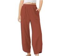 OBiQuzz Kids Children Daily Elastic Waist Pockets Straight Solid Color Casual Pants Loose Long Trousers Baby Hose, café, 6-7 años