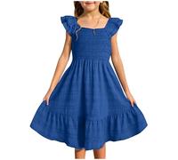 OBiQuzz Niñas Casual Elegante O Vestido Diario Color sólido Lado Tank Vestido Faldas Niñas Adolescentes, marine, 5-6 años