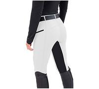 OBiQuzz Pantalones de equitación para mujer y niña, con funda para móvil, elásticos, para la escuela de equitación, ciclismo, blancos, talla S