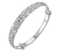 OBiQuzz Pulsera de plata de ley Gypsophila Pulsera Bisutería Pulsera de Plata Brazalete Buda, talla única, Cobre, No es una piedra preciosa