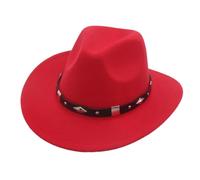OBiQuzz Sombrero de bolos con hebilla de cinturón estilo occidental Love Top Broadside Wide Brim Head Cowboy Dress Up Hats for Faschingskostüme Damen Cowboy, rojo, Talla única