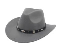 OBiQuzz Sombrero de bolos con hebilla de cinturón estilo occidental Love Top Broadside Wide Brim Head Cowboy Dress Up Hats for Faschingskostüme Damen Cowboy, gris, Talla única