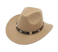 OBiQuzz Sombrero de bolos con hebilla de cinturón estilo occidental Love Top Broadside Wide Brim Head Cowboy Dress Up Hats for Faschingskostüme Damen Cowboy, dorado, Talla única