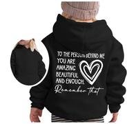 OBiQuzz to The Person Behind ME Sudadera con capucha estampada e invierno, informal, suelta, con capucha, color negro, Negro , 5-6 años