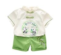 OBiQuzz Traje de bebé para niños, diseño de panda, pantalones cortos, ropa casual para caminar, traje de dos piezas, traje de primera comunión, traje de niño, Blanco, 2-3 años