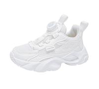OBiQuzz Zapatillas de interior para niños y otoño, malla transpirable, hebilla giratoria ajustable, zapatos deportivos medianos y grandes, para niños, 29 niñas, Blanco, 33 EU