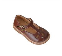 OBiQuzz Zapatos de cuero para niñas, zapatos de princesa transpirables huecos, zapatos de noche para niños, botas térmicas grandes, botas de caza, marrón, 31 EU
