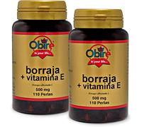 Obire | Aceite de Borraja + Vitamina E 500 mg | Pack 2 Unidades | 110 Perlas | Contribuye a Aliviar los Síntomas Menstruales | Antioxidante | Ayuda a Aumentar tu Rendimiento Físico y Mental