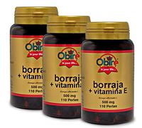 Obire | Aceite de Borraja + Vitamina E 500 mg | Pack 3 Unidades | 110 Perlas | Contribuye a Aliviar los Síntomas Menstruales | Antioxidante | Ayuda a Aumentar tu Rendimiento Físico y Mental