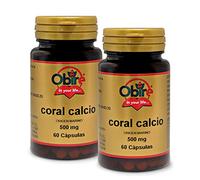 Obire - Calcio Coral 500 mg - 60 Cápsulas - A Base de Carbonato de Calcio de Origen Marino - Ayuda a los Huesos y la Musculatura - Pack con 2 Unidades