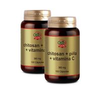 Obire | Chitosan + Piña + Vit. C | 360 mg · 100 Cápsulas (Pack 2 unidades) | Complemento Alimenticio de Efecto Saciante Ideal para Dietas | Tomar 1 Cápsula al Día antes de la Comida