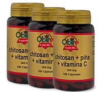 Obire | Chitosan + piña + vit. C. 360 mg | Favorece la Regulación Intestinal | Complemento Alimenticio a Base de Plantas Naturales y Vitamina C | 100 Cápsulas Pack 3 unidades