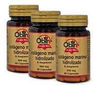 Obire Col᧥no Marino Hidrolizado + Magnesio 600 mg con Vitamina C, Vitamina B6, Vitamina B9 y Vitamina B12 -60 Cᰳulas, Pack 3 unidades