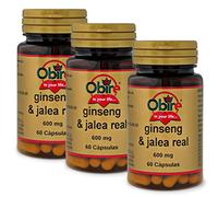 Obire | Ginseng + Jalea Real 600 mg | Pack 3 Unidades | 60 Cápsulas | Ayuda a Aumentar tu Rendimiento Físico y Mental | Ayuda para Combatir el Cansancio | Rico en Vitaminas y Minerales