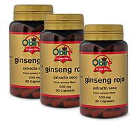 Obire | Ginseng Rojo 500 mg | Pack 3 Unidades | 90 Cápsulas | Ayuda a Aumentar tu Rendimiento Físico y Mental | Extracto Seco | Rico en Vitaminas, Minerales y Oligoelementos