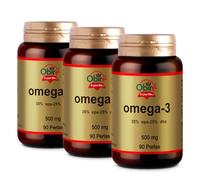 Obire | Omega 3 35%|25% 500 mg | Complemento Alimenticio con Aceites de Pescado | Apoya la Salud Cardiovascular | Sin Gluten ni Lactosa | 90x3 Perlas Blandas