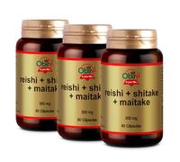 Obire | Reishi + Shiitake + Maitake 300 mg | 90 Cápsulas | Pack 3 Unidades | Fórmula con Hongos Adaptógenos
