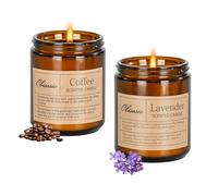 Obisesio Juego de 2 velas perfumadas en vaso, aroma de café y lavanda, un total de 40 - 50 horas de combustión, velas de cera de soja natural, velas perfectas regalo para la relajación