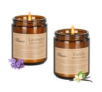 Obisesio Juego de 2 velas perfumadas, juego de regalo, cera de soja 100% natural, regalo de relajación para mujeres, cera de soya natural de larga duración, vela de ámbar