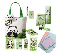objbhuely Bonito Juego de papelería, Bolsa de lápices de Panda con marcapáginas magnético y calcomanías, Bolsa de portátil para Estudiantes, niños y niñas, Mochila Escolar