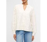 Object Camisa de mujer calada de manga larga. Blanco 36/S