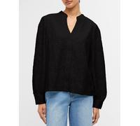 Object Camisa de mujer calada de manga larga. Negro 40/L