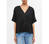 Object Camisa de mujer de manga corta con abotonadura. Negro 36