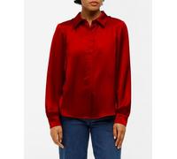 Object Camisa de mujer de satén manga larga. Rojo 36