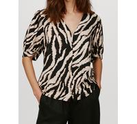 Object Camisa de mujer manga corta estampada. Negro 38