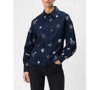 Object Camisa de mujer manga larga estampada. Azul 34