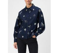 Object Camisa de mujer manga larga estampada. Azul 36/S
